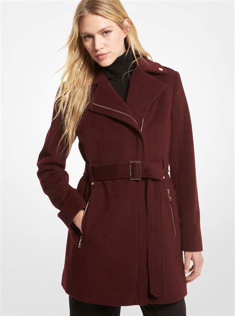 michael michael kors high neck belted wool blend coat|Michael Kors coat.